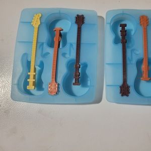 Guitar Shaped Music Party Silicone Jello Chocolate Mold Ice Cube Trays Set of 2